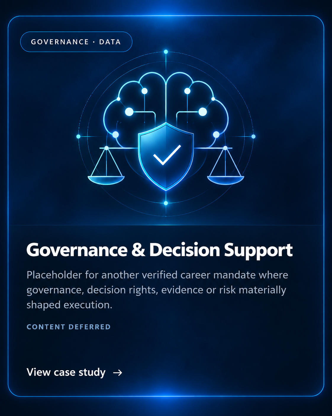 Governance and Decision Support project card